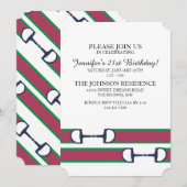 クラシックな馬術の21歳の誕生日 招待状 (正面/裏面)