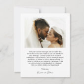 クラシックな黒と白のエレガントな結婚式 サンキューカード (裏面)