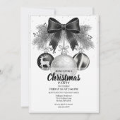 クラシックな黒と白のクリスマスパーティー招待状 招待状 (正面)