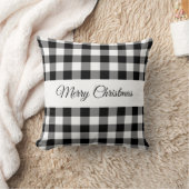 クラシックな黒と白のチェック柄 メリークリスマス クッション (ブランケット)