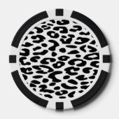 クラシックな黒と白のヒョウ柄 ポーカーチップ (正面)