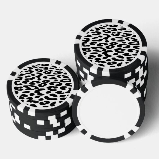クラシックな黒と白のヒョウ柄 ポーカーチップ (積み重ね)