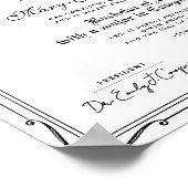 クラシックな黒と白の学校卒業証書 ポスター (角)