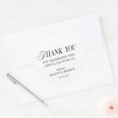 クラシックな黒と白の結婚式のお礼 ラウンドシール (封筒)