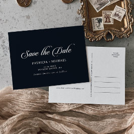 クラシックな黒と白の結婚式のSave the Date インビテーションポストカード