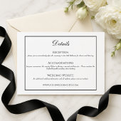 クラシックな黒と白の結婚式詳細カード エンクロージャーカード