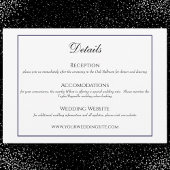 クラシックな黒と白の結婚式詳細カード エンクロージャーカード