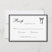 クラシックな黒と白の結婚式 出欠カード (正面)