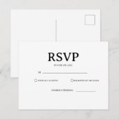 クラシックな黒と白の結婚式RSVPカード ポストカード (正面/裏面)