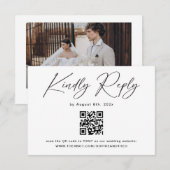 クラシックな黒と白の結婚式RSVP エンクロージャーカード (正面/裏面)