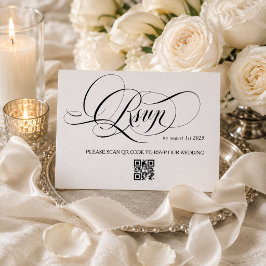 クラシックな黒と白の結婚式RSVP 出欠カード