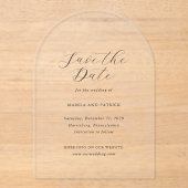 クラシックな黒と白の結婚式Save the Date アクリル招待状 (正面)