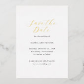 クラシックな黒と白の結婚式Save the Date 箔招待状 (正面)
