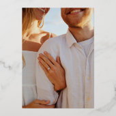 クラシックな黒と白の結婚式Save the Date 箔招待状 (裏面)