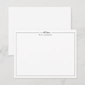 クラシックな黒と白の 'a note from'  サンキューカード (正面/裏面)