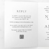 クラシックな黒と白のQRコード エレガントな結婚式 三つ折り招待状 (内部最初)