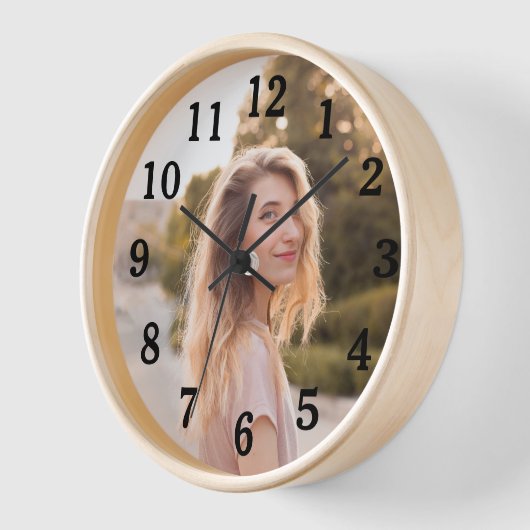 クラシックな黒の数字が入ったママへの娘の写真 壁時計 (傾斜)