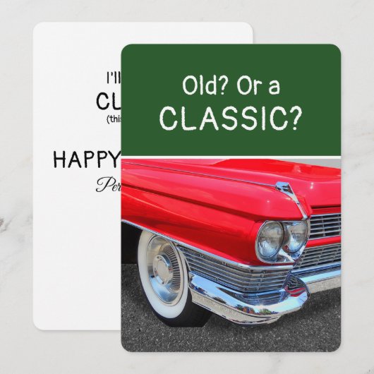 クラシックな1960年代の自動車の楽しい誕生日カード カード (正面/裏面)