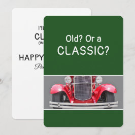 クラシックな30年代の自動車の楽しい誕生日カード カード