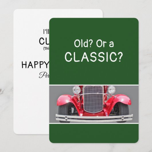 クラシックな30年代の自動車の楽しい誕生日カード カード (正面/裏面)