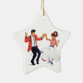 クラシックな50年代の五十年代の石nロールjiversの漫画 セラミックオーナメント (右)