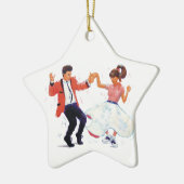 クラシックな50年代の五十年代の石nロールjiversの漫画 セラミックオーナメント (左)