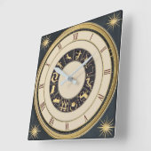 クラシックな(占星術の)十二宮図の時計 スクエア壁時計 (傾斜)