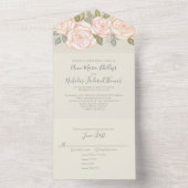 クラシックなRSVP食事選択 ブルッシュ フローラル セージ グリーン オールインワン招待状 (内側)