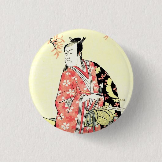 クラシックなukiyo-eの伝統的で日本のな武士の芸術 缶バッジ (正面)