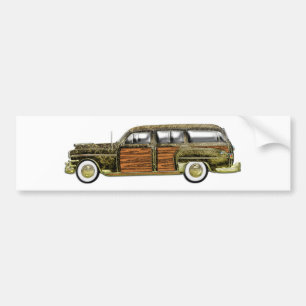 クラシックなWoodyのステーションワゴン バンパーステッカー