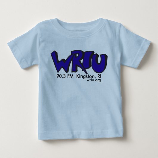 クラシックなWRIUのロゴのベビーのTシャツ(青い) ベビーTシャツ (正面)