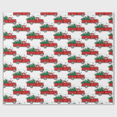 クラシックのクリスマスツリー付きピックアップトラック ラッピングペーパー (フラット)