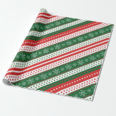 クラシックのクリスマスパタストライプーンが赤く雪の結晶 ラッピングペーパー (アンロールド)