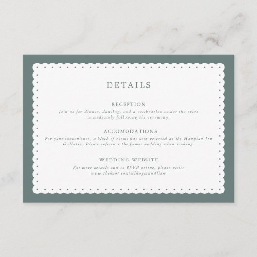 クラシックのスキャロプ結婚ド・エッジのエンクロージャ・カード エンクロージャーカード (正面)