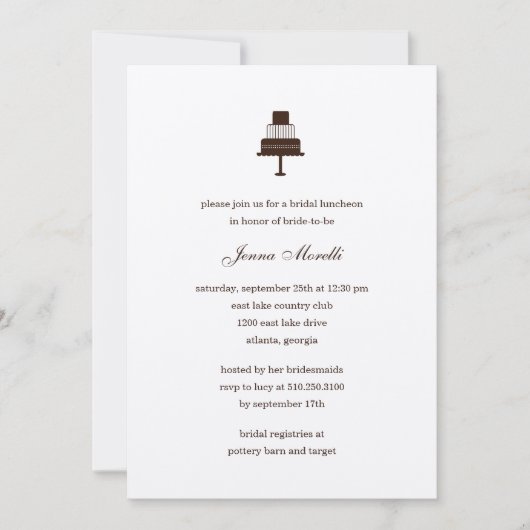 クラシックのティアドケーキブライダルシャワー招待 招待状 (正面)