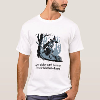 クラシックのハロウィーンの安全は魔女を特徴とする Tシャツ