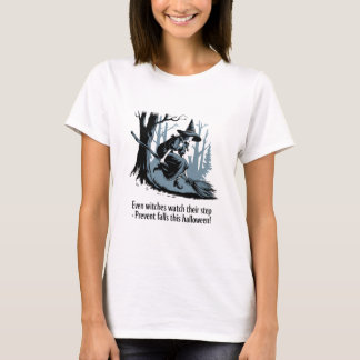 クラシックのハロウィーンの安全は魔女を特徴とする Tシャツ