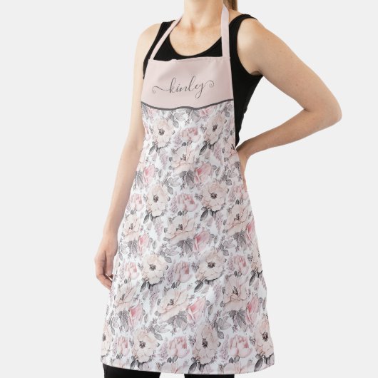 クラシックのピンク&グレーパターン エプロン (インサイチュ)