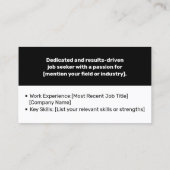 クラシックのミニマル求職者 名刺 (裏面)