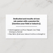 クラシックのミニマル求職者 名刺 (裏面)