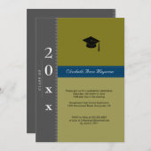 クラシックの上限：グレー&ブルー 招待状 (正面/裏面)