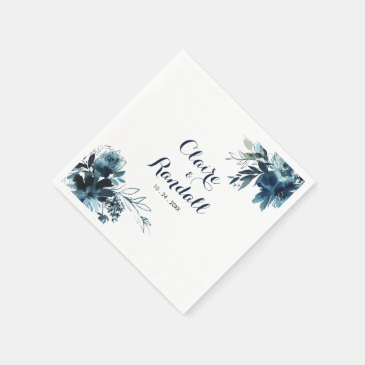 クラシックの水の色のフローラ結婚のナプキン スタンダードカクテルナプキン (角)