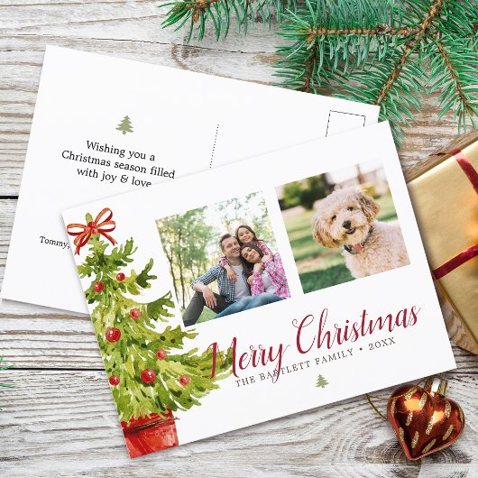 クラシックの水の色クリスマスツリー2の写真 シーズンポストカード