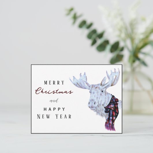 クラシックの水の色ムースメリークリスマスニューイヤー ポストカード (スタンド正面)