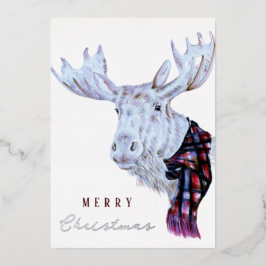 クラシックの水の色ムースメリークリスマス 箔シーズンカード (正面)