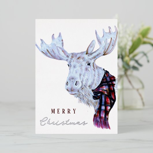 クラシックの水の色ムースメリークリスマス 箔シーズンカード (立ち正面)