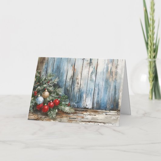 クラシックの水の色メリークリスマス雪だるま空白の シーズンカード (裏面)