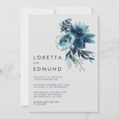 クラシックの水彩フローラ背面と前面結婚 招待状 (正面)