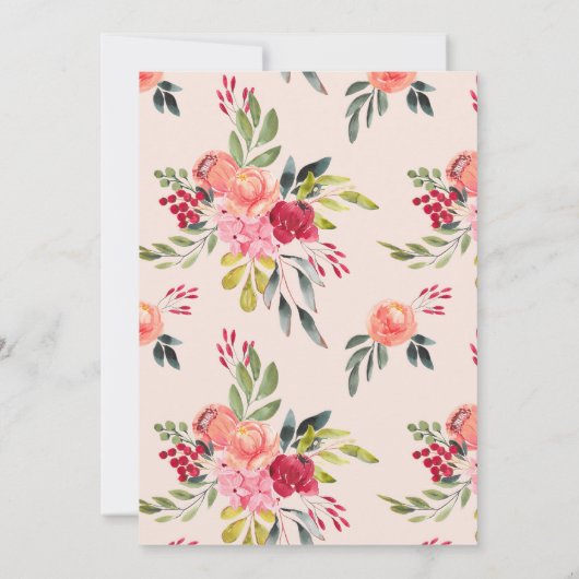 クラシックの水色の花ベビーシャワーブランチ 招待状 (裏面)