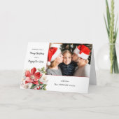 クラシックの水色クリスマスフローラ写真 シーズンカード (正面)